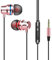 3.5mm Noise Canceling Headphone Wired Headphones Bass Hifi Wired Earphone Earbuds Stereo Mic Earphone with Wire,Earphones Noodles Headsets Sport Earbuds In-line Control For Phones(Rose)