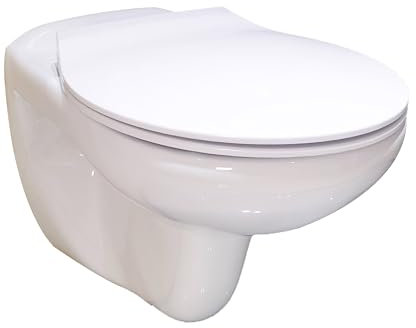 sanicomfort Wand-WC Set Hanna – Spülrandloses WC mit Absenkautomatik & Schallschutz | Hänge WC mit waagerechtem Abgang | Hygienisch & leise | Weiß