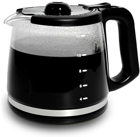Jarra de café de vidrio de repuesto de 12 tazas compatible con cafeteras Mr. Coffee LMX, TP, MMX y MSX