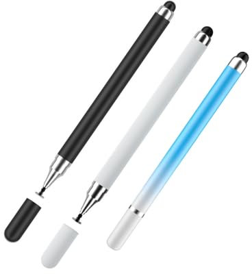 TPZORJX 3 pcs Stylet Tactile Magnétique 2-en-1 Stylet pour Tablette avec Embout en Fibre, Caoutchouc et Disque, Compatible avec Tous Les Tablettes/Téléphones comme iPhone/iPad/Samsung/Huawei/Xiaomi
