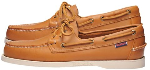 Sebago Portland Bootsschuhe – Mokassins aus Vollnarbenleder, handgenäht mit Ledersockenfutter und abriebfesten, rutschfesten Gummilaufsohlen, Braun Hellbraun, 10.5 Wide