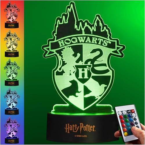 Get Trend Harry Potter Nachtlicht für Kinder, LED Acryl Lampe mit Fernbedienung & Touch, 3D Illusion Nachttischlampe, USB & Batterie betrieben, Geschenke für Kinder (Multi Harry Potter)