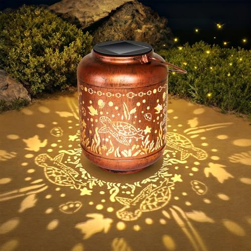 Solarlaterne für Außen Wasserdichte Garten Deko, Meeresschildkröte Geschenke für Frauen, Mama, Oma, Hängende LED Metall Lichter für Terrasse, Geschenk für Geburtstag Weihnachts Gartenarbeit
