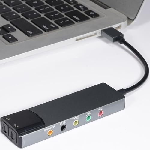 XUMIUZIY 7.1 USB-Surround-Soundkarte, Externe Soundkarte mit SPDIF-Digitalton, Hochauflösende Musik, für Laptop-PC