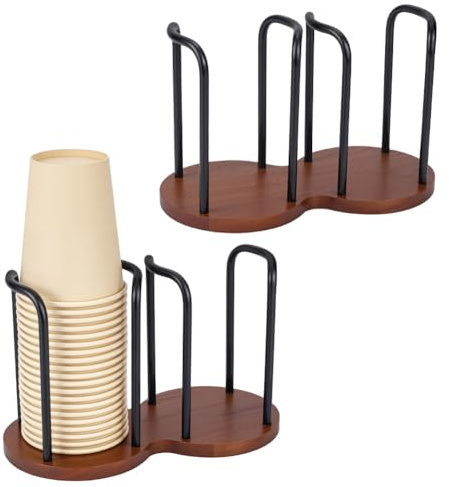 UNICRAFTALE Confezione da 2 portabicchieri organizer in noce nero, tazze da caffè per bagno, per feste di famiglia, feste, bar, cucina e bagno 10,7 x 20,8 x 13,2 cm