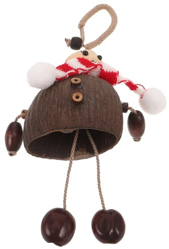 PAMINGONO Handgefertigte Weihnachtsbaumpuppe aus Natürlicher Fruchtschale mit Glöckchen Leise Rasselndes Glockenspiel als Taschenanhänger und Festliche Hängedekoration