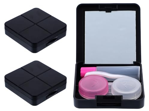 HEANUJJ 3 Sets Eye Contact Lens Companion Box Portable Travel Lens Case Box for Contact Lenses Halloween Mirror