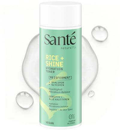 Santé naturally. Rice + Shine Hydration Toner - 125 ml - intensive Feuchtigkeitspflege mit Reisferment, Hyaluron & Glycerin - versorgt die Haut reichhaltig - vegan, ohne Alkohol & Parfum