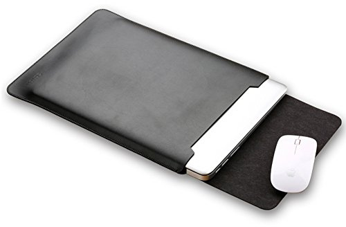 Mikrofaser Leder Laptop Sleeve Slim Case Cover Luxus PU Ledertasche Elagant Schutzhülle integriert Mousepad kompatibel mit 13,3 MacBook Air und MacBook Pro & Pro Retina