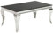 invicta INTERIOR Couchtisch MODERN BAROCK Silber 100 x 60 cm Tischbeine aus poliertem Edelstahl mit Opalglas Wohnzimmertisch Barocktisch Barockstil