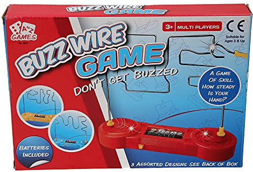 Buzz Wire Game, Multi-Player Steady Hand Game with 3 Assorted Designs, Ages 3+, Batteries Included