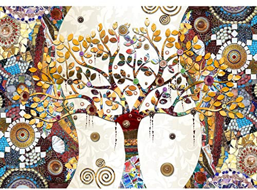 Runa Art Fototapete Gustav Klimt Baum des Lebens 352 x 250 cm Vlies Tapeten XXL Moderne Wandtapete Wohnzimmer Schlafzimmer Gelb 9219011a