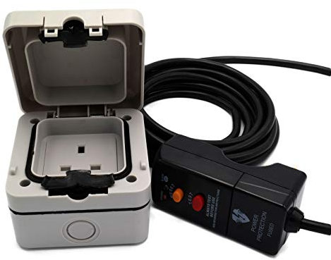 20m Black Outdoor Extension cable RCD to 13A IP66 mains socket for pressure washer, water feature outdoor electric hookups