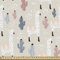 ABAKUHAUS Lama Gewebe als Meterware, Kindisches Kaktus-Tier, Dicht Gewebter Stoff zum Nähen Polster Wohnaccessoires, 3M (148x300cm), Korallenrot Beige