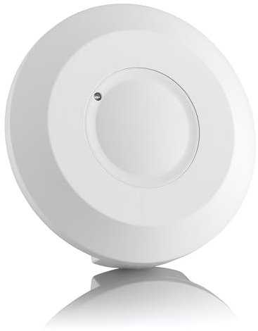 SEBSON® Bewegungsmelder Innen, Aufputz, HF Sensor LED geeignet, Decken Montage programmierbar, Bewegungssensor 2-16m/ 360°, 3-Draht Weiß