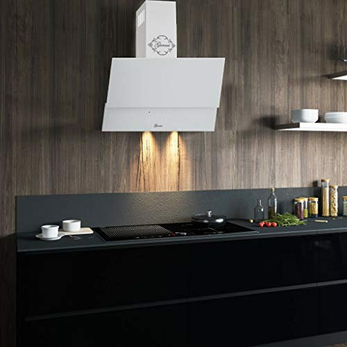 Gurari GCH D 268 8 - Campana extractora 80 cm Blanco, Montaje en la pared, Vidrio templado, Alto rendimiento 1000 m³/h, Control táctil y remoto, LED, 3 velocidades, A+ en eficiencia energética