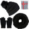 CheChury Strickmütze Wintermütze Schal Set Beanie Gestrickt Fleece Bommel Touchscreen Handschuhe Set Winterschal Kombi Set Loop Grobstrick Schal Damen Geschenk Winterzubehör