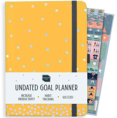 Boxclever Press undatierter Zielplaner. Kalender für mehr Produktivität, mit dem Sie Ihre Ziele erreichen. Kalender undatiert mit Wochenplaner, Gewohnheitstracker, Vision Boards & Sticker