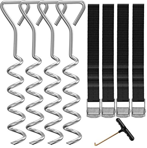 synoratory Heavy Duty Trampoline Stakes Anchors High Wind,Galvanized Steel Trampoline Anchors Kit for 15ft,14ft,12ft,10ftTrampoline,15.8inch Ground Anchors Trampoline Accessories