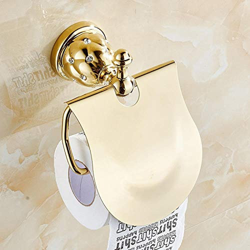 Porte Papier Toilette Europe Antique Gold Porte-papier en pierre avec diamant tissu Holder rouleau en laiton massif Salle de bain Accessoires Produits-gold_rose (Color : Gold)