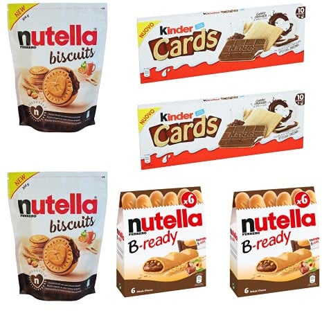 Ferrero Kinder Nutella snack set 2x Kinder cards 2x Nutella Biscuits 2x Nutella B Ready