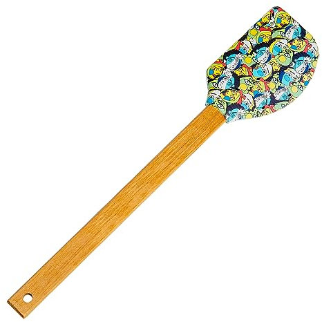 Espátula de Cocina en Silicona con Estampado y Mango de Bambú de 31 cm, Libre de BPA (Arte Moderno)