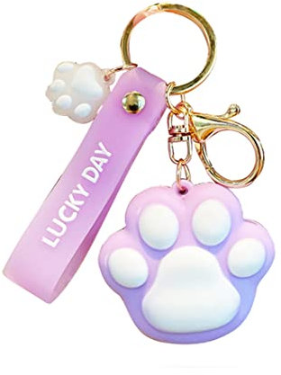 JMAHM Schlüsselanhänger Key Organizer Autoschlüsselanhänger mit Katzenkralle aus weichem Gummi Kann für Rucksackanhänger Autodekoration Handyanhänger usw (Violett)