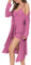 HANERDUN Damen Schlafanzug Kurz 3-teiliges Pyjama Set Offene Strickjacke mit Taschen Cami und Shorts Nachtwäsche mit Gürtel Robe Set