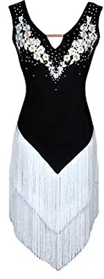 LIUHUO Grün Quaste V-Ausschnitt Dreidimensionale Stickerei Latein Tanzkleid Damen Wettkampf Performance