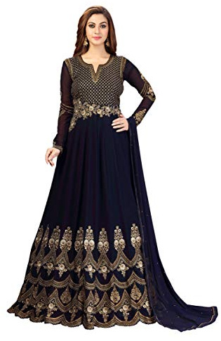 TRENDMALLS Kurta Set Georgette-Stickerei Indianisches Pakistanisches langes Anarkali-Kleid für Frauen Ethno-Kleid