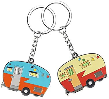 IKAAR 2 Stück Schlüsselanhänger Wohnmobil Form Autoschlüsselanhänger Keyring Keychain Geschenk für Weihnachten Vatertag Muttertag Geburtstag Neujahr