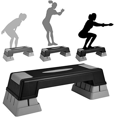 GOPLUS Aerobic Steppbrett, Rutschfestes Trainingsbrett mit 3 Einstellbare Höhen, Multifunktionales Steppbrett für Aerobic & Gymnastik & Fitness, für Workouts zu Hause & im Büro (ABS, Grau)