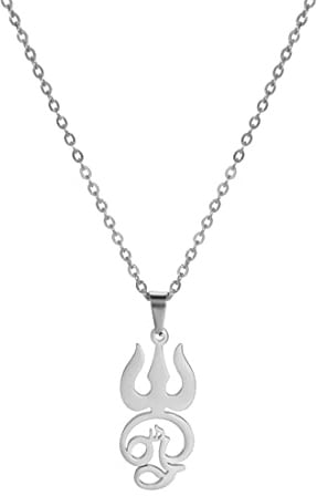 EUEAVAN Poseidon Trident Irregular Pendant Necklace Punk Hip Hop Flag Poseidon Vintage Ancient Greek Amulet Gift for Sailors Gioielli in acciaio inossidabile (Argento)