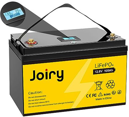 Joiry LiFePO4 12V 100Ah Lithium Batterie 12v lifepo4 Akku Autobatterie Max 1280W mit integriertem BMS, über 5000 Lebenszyklen, perfekt für Wohnmobil, Wohnwagen, Boot, Solaranlage, Zuhause