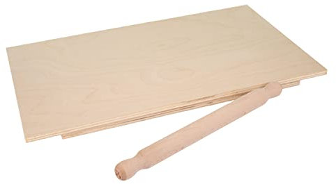 Lupia - Set Spianatoia con Mattarello, Legno di Betulla Naturale, Dimensioni 30x48,5 cm, Mattarello 30,5 cm Ø 2,5 cm, Ideale per impastare e stendere pasta, Prodotto in Italia