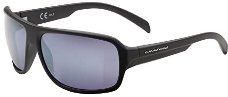 Cratoni COLOR+ LIFESTYLE Sportbrille Fahrradbrille Sonnenbrille 100% UV Schutz High-Definition Glas (schwarz-grau blau silber)