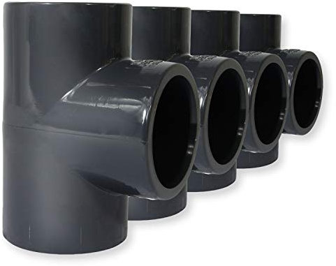 Paradies Pool PVC Fitting T-Stück Ø 50mm 90° mit Klebemuffen, PVC-U Muffe Rohrverbinder Rohr Schlauch Klebefitting zum verkleben, Qualität aus Europa, Menge: 4 Stück