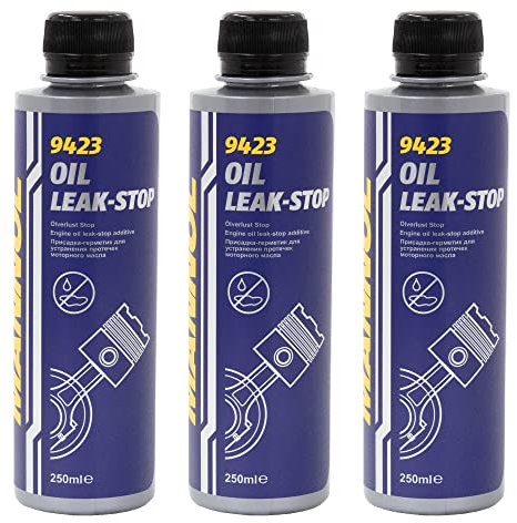MANNOL 9423 Oil-Leak-Stop 3x 250 ml Öl Verlust Zusatz Motordichtmittel Motoröl Additiv Zusatz Verringer Ölverbrauch Motorbeschichtung Dichtung Ölleck Reduziert Ölverbrauch Professioneller Motorschutz