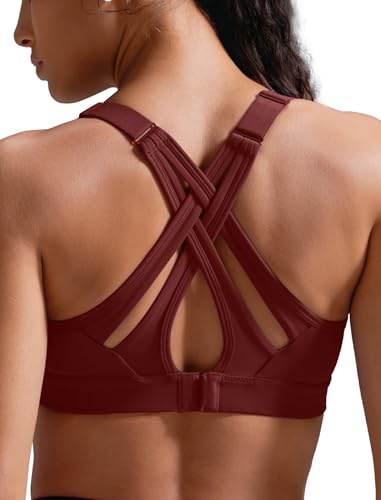 Yvette Sport BH Starker Halt Verstellbar Träger | Gekreuzt Rücken,Große Größen,Haken & Öse,Ohne Bügel,Fitness Lauf Yoga