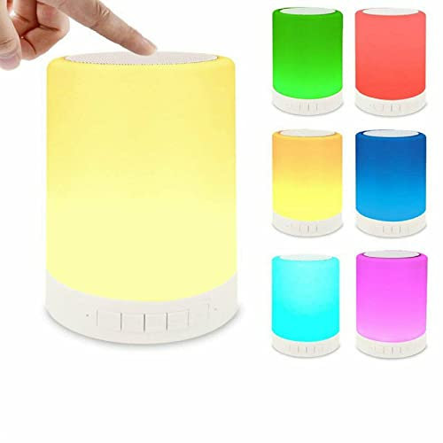 ROSEBEAR Night Light Bluetooth Speaker, LED Speaker Stereo Touch Sensor Control Night Light Table Bedside Lamp,Color Changing Desk Lamp Bedroom Gifts for Girls Boys Teenage Teens