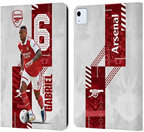 Head Case Designs Licenciado Oficialmente Arsenal FC Gabriel Magalhães 2022/23 Primer Equipo Carcasa de Cuero Tipo Libro Compatible con Apple iPad Air 2020/2022