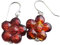 Boucles d'oreilles en argent sterling avec fleurs rouges en verre de Murano