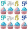 SYKYCTCY 24 Pack 5th Birthday Cupcake Toppers Glitter Fifth Birthday Cupcake Picks Five Cupcake Picks With Crown Happy Birthday Cake Decorations for Baby Shower Anniversary Party Supplies Multi