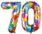 Ponmoo 40 Zoll Foil Luftballon Zahlen 70 Mehrfarbig (101cm), Aufblasbares Helium oder Luft, Riesige Folienballons Nummer 0-100, Große Ballones für Hochzeitstag und Geburtstag Party Dekoration