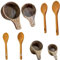 cimsfcor 8 Pcs Wood Measuring Cups and Spoons Sets, Easy to Read Wooden Measuring Cups Measuring Spoons, Stackable Kitchen Measure Tool with Handle for Cooking Baking Measuring Dry Ingredients