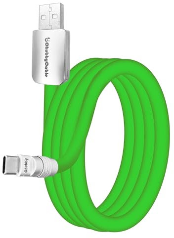 Chubbycable Chubby 2.0 Fast Charging Cable - Durable Soft Silicone USB C Cable, 240W Extra Thick Phone Charger Cord, Data Transfer Type C, Green, USB-A to Type-C, 6.6 FT