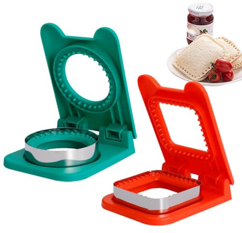 Sandwich Ausstecher Kinder,Sandwich Schneider Versiegler,Brot Ausstechformen Kinder,Ausstechformen Set,Brotausstechformen für Kinder,Kindermesser,2 Stück(Himmelblau und Rot)