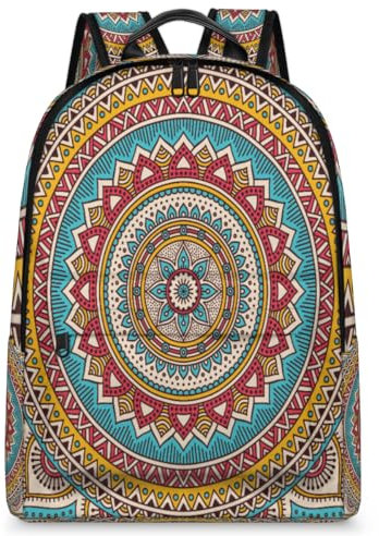 Mandala-Rucksack für Herren, Damen, Kinder, Mädchen, Jungen, Vintage-Mandala-Rucksack, großes Fassungsvermögen, 23,5 l, Rucksack, Schule, Büchertasche, Reisen, lässig, Laptop-Tasche, Tagesrucksack,