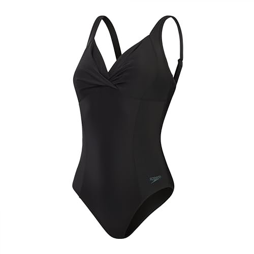 Speedo Femme 1 Pièce Effet Galbant Cross Knot | Vêtement Sculptant pour La Plage Et Les Vacances Maillot De Bain, Noir, 44 EU