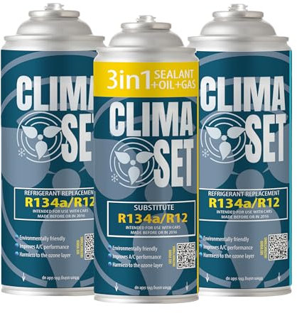 ClimaSet 3-in-1 R134a Klimageräte – – für Fahrzeuge von 1994 bis 2016 – Naturbewusst – Ungiftig – Korrosionsbeständig – 3 Teile – 795 g